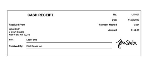 Cheque receipt .
